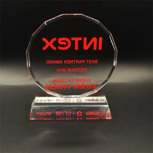 Hot Selling Round Shaped Acrylic Awards Plaques Trophies With Base