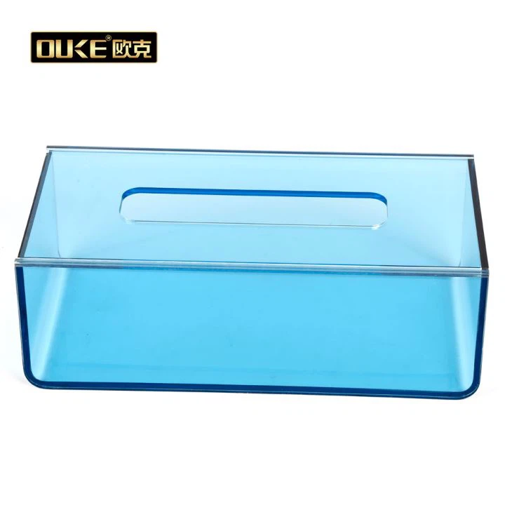 Clear Blue Acrylic Tissue Dispenser Box Cover