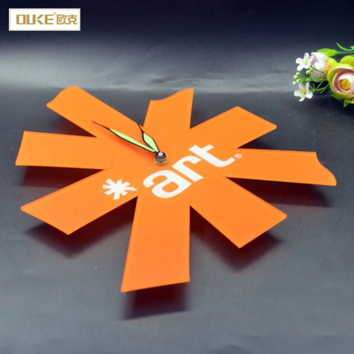 Custom Orange Artistic Acrylic Wall Clock