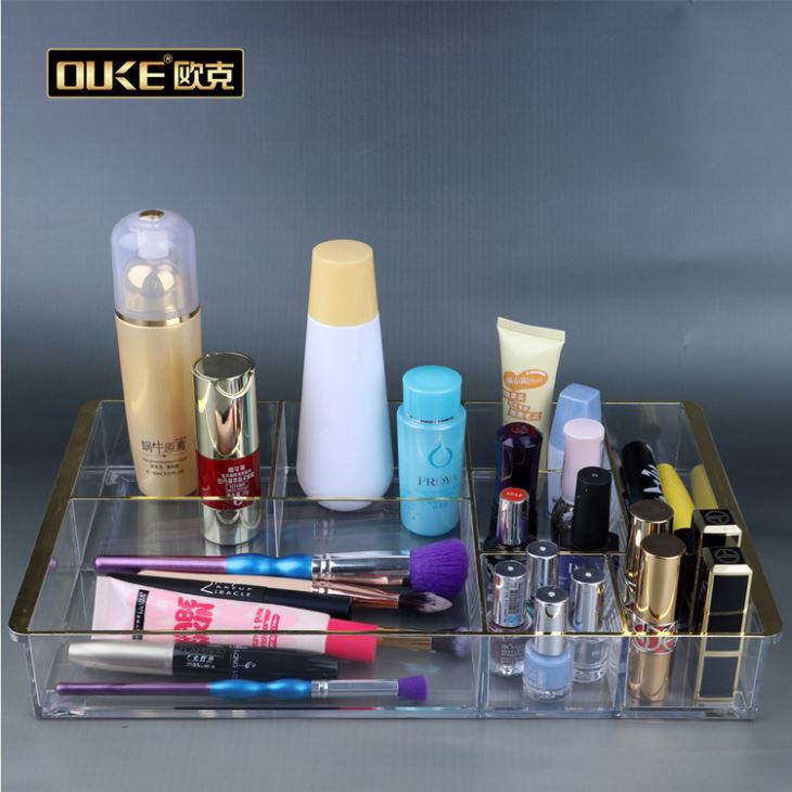 Gold Simple Cheap Acrylic Makeup Organizer
