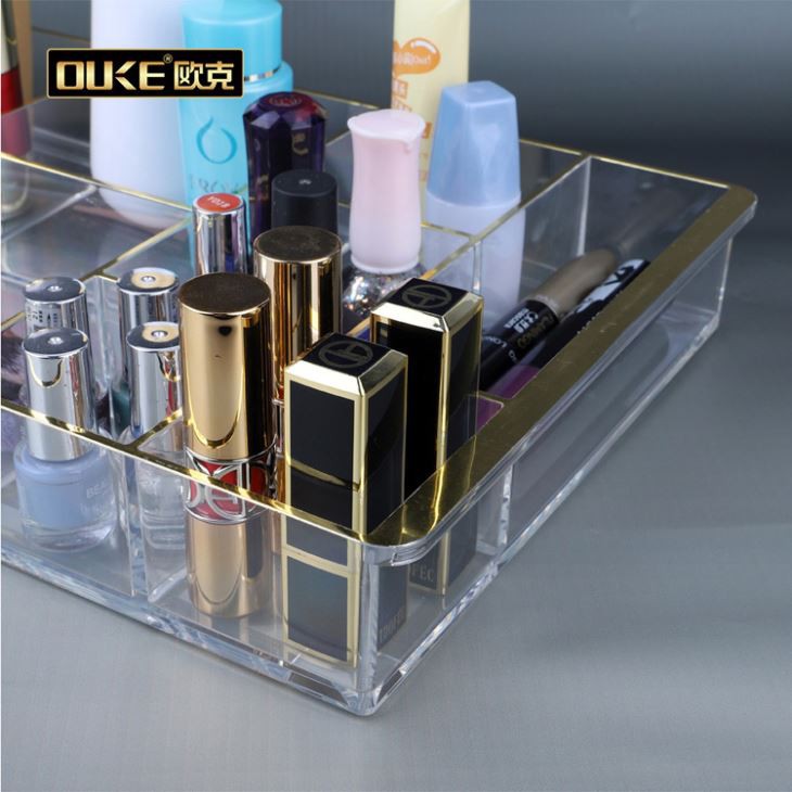 Gold Simple Cheap Acrylic Makeup Organizer