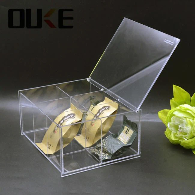 Hot Selling 6 Compartment Acrylic Tea Box With Cover